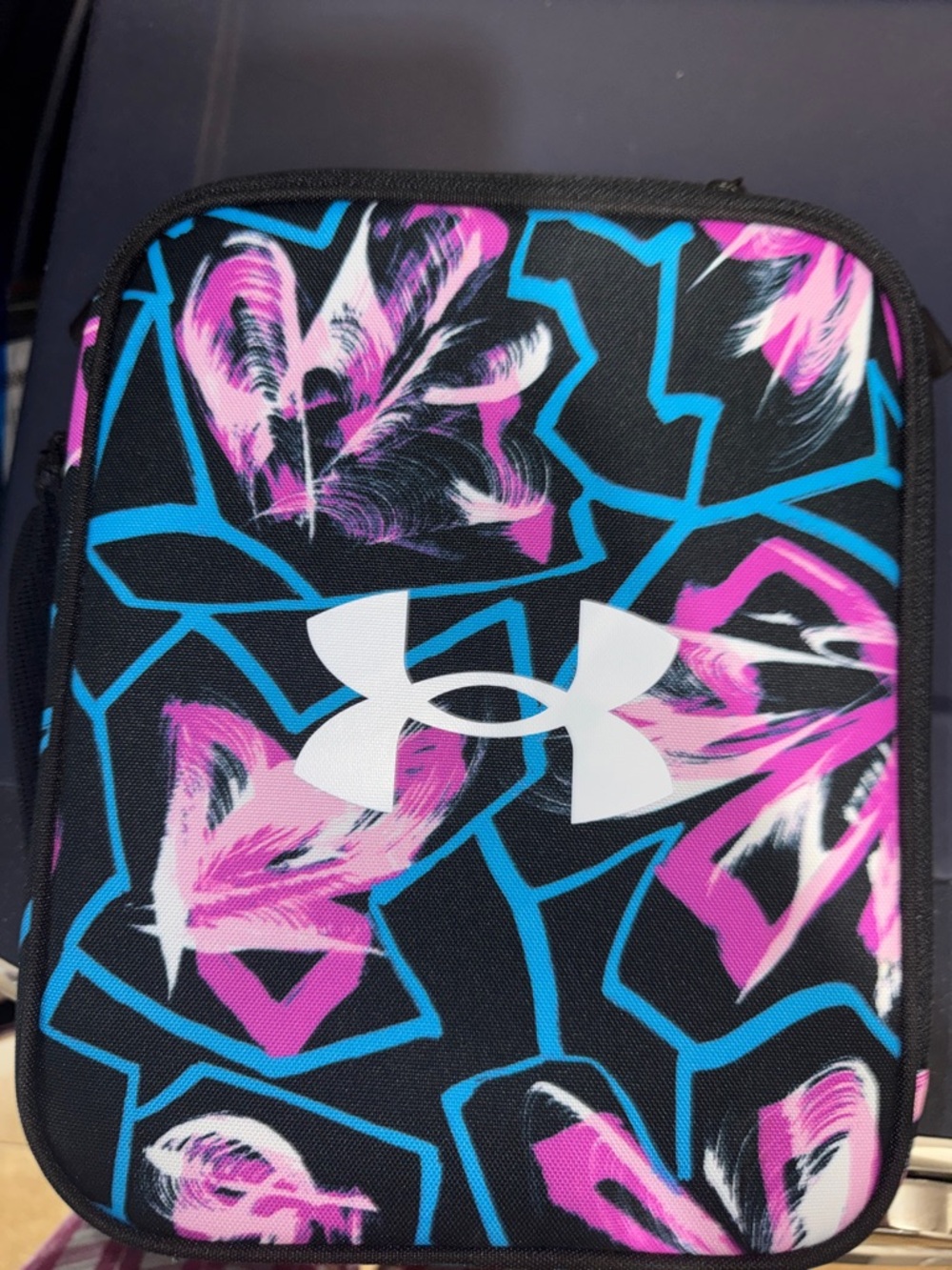 Under Armour Floral Logo lunch bag Pouch in Black, Pink & Blue
